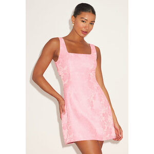 Lulu's Pink Square-Neck Mini Dress